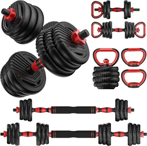 Adjustable Dumbbells, 10/20/30/45/70/90lbs Free Weight Set with Connector, 4 in1 Dumbbells Set  as Barbell, Kettlebells, Push up Stand, Fitness Exercises for  Gym Suitable Men/Women