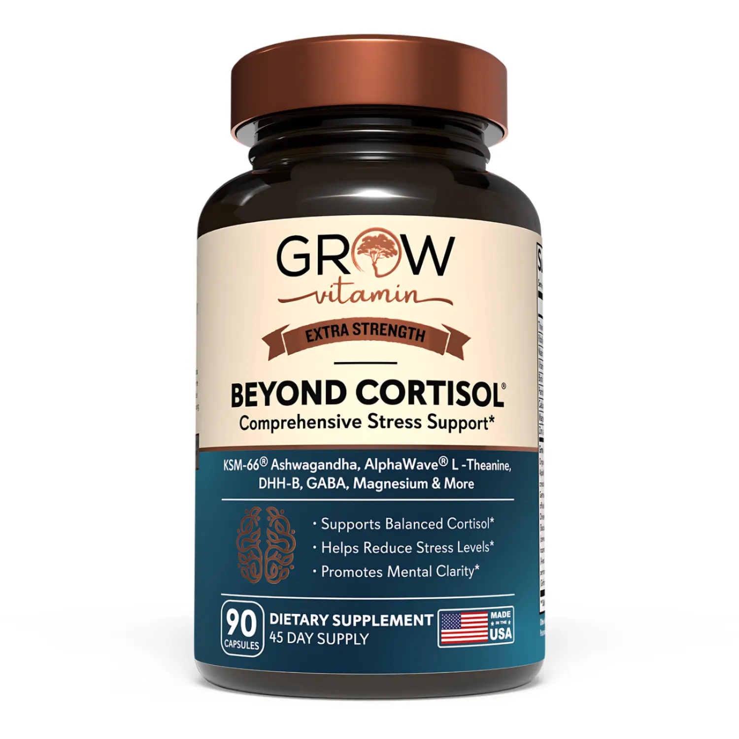 Cortisol Support Dietary Vitamin Wellness Supplement, 1300mg Relaxation & Balanced Stress Manager, 90 Pills