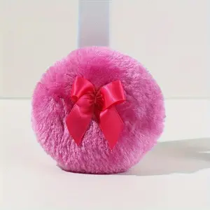 Large-sized fluffy makeup sponge - Ultra-soft and washable makeup sponge with a pink bow, suitable for face and body, can be used wet or dry, and is compatible with loose and pressed powder forms, Makeup Accessories