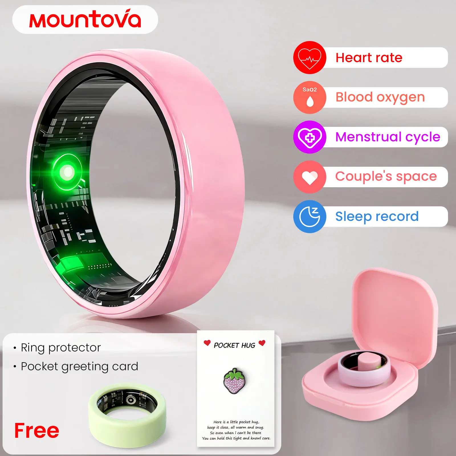 Smart Health Ring – Outer Packaging Opened,Only Tried On, Fully Working，IP68 Waterproof Health Tracker, Heart Rate, Blood Oxygen, Sleep, Temperature, Stress & Women's Cycle Monitor