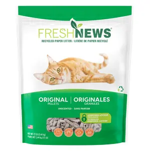 Recycled Paper Pellet Cat Litter with Baking Soda Odor Control, Dust-Free Non-Clumping Unscented Formula, 12 lb