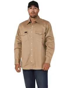 Forge Workwear Men's Men'S Fr Solid Long Sleeve Snap Work Shirt - Mfrsld-002-Khi