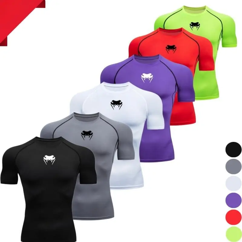 combination set summer quick drying tight fitting fitness suit, high elasticity training short sleeved sweat absorbing outdoor top, unisex