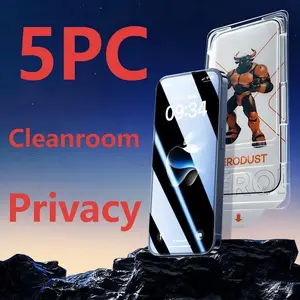 5 Pcs Full Cover Privacy Screen Protector For IPhone 17/17 Air/16/15/14/13/12/11/16 Pro Max/15 Pro Max/Plus/Mini/X/XS/XR/XS Max, 9H Tempered Glass Film, Dynamic Island Compatible, Anti-Scratch, Anti-Fingerprint, Case Friendly
