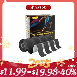 Dimora Kinesiology Tape 4 Rolls - Elastic Cotton Athletic Tape, 16.4 ft, 80 Pre-cut Tapes, Premium Tape for Muscle Pain Relief and Joint Support Mouth Tape Sport Mouth