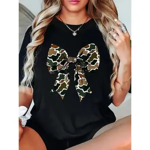 Cotton Camo Coquette Bow Duck Hunt Duck Hunting for Men Women T-Shirt Women's Summer Vacation Comfort Soft Crew Neck Tee Tops