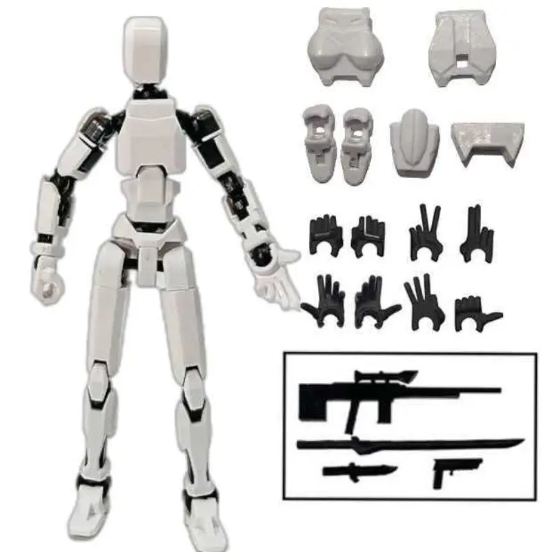 DIY Lucky 13 Multi-Jointed Full Body Moveable 3D Printed Action Figure, DIY Stress Relief Assembly Exercise, Reversible Skin & Hand Gestures, Articulated Fidget Figurines