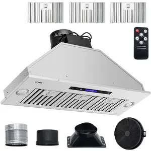 VEVOR Insert Range Hood, 900CFM 4-Speed, 36 Inch Stainless Steel-in Kitchen Vent with Touch & Remote Control LED Lights Baffle Filters, Ducted/Ductless Convertible, ETL Listed