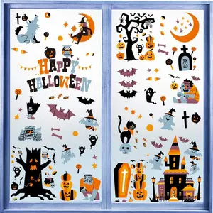 Halloween Window Stickers，10 Sheets Halloween Window Clings Decals for Halloween Party Decoration Glass Windom Indoor and Outdoor Home Decor