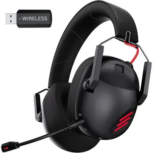 Wireless Gaming Headset for PC, PS5, PS4, Mac, Nintendo Switch, Gaming Headphones with Microphone, Bluetooth 5.3 Gaming Headset Wireless, PC Headset Withe Mic - Black