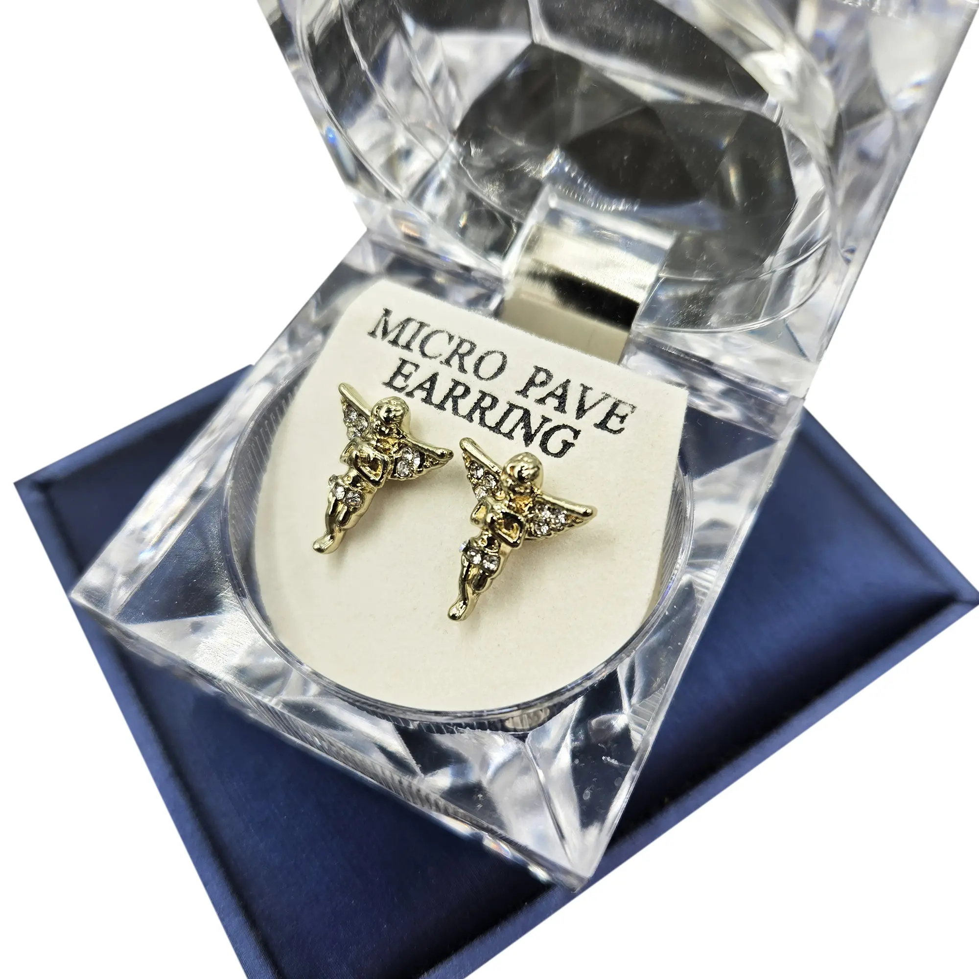 MaxBling81 Unisex Hip Hop Angel Wings Stud Earrings, Gold or Silver Plated Alloy with High Polish Finish & Surgical Steel Post for Daily Wear, Gold Plated