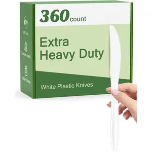 360 Count Extra Heavy Duty White Plastic  Disposable, , Heat Resistant, Solid and Durable Disposable  Bulk,  Plastic  heavy duty for Party