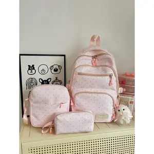 3pcs  Ladies' backpack, large capacity backpack, zipper closure, free pendant, fashionable and versatile, suitable for students, campus, commuting, shopping, ladies' backpack, Trendy Backpack