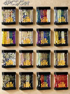 Silk Scrunchie Set, Soft and Gentle Hair Tie Set, Hair Accessories for Women & Girls, Minimalist Headwear Suitable for Thick Hair, Scrunchies