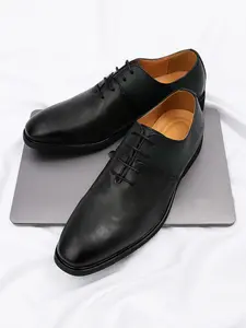 Men's Formal Business Lace-Up Leather Shoes, Fashion Spliced Oxford Shoes, Stylish Men's Dress Shoes for Work & Casual Wear