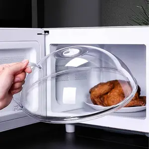 Microwave Cover Splash High Temperature Resistant Microwave Guard Lid Transparent Food Heating Cover with Steam Vent and Handle