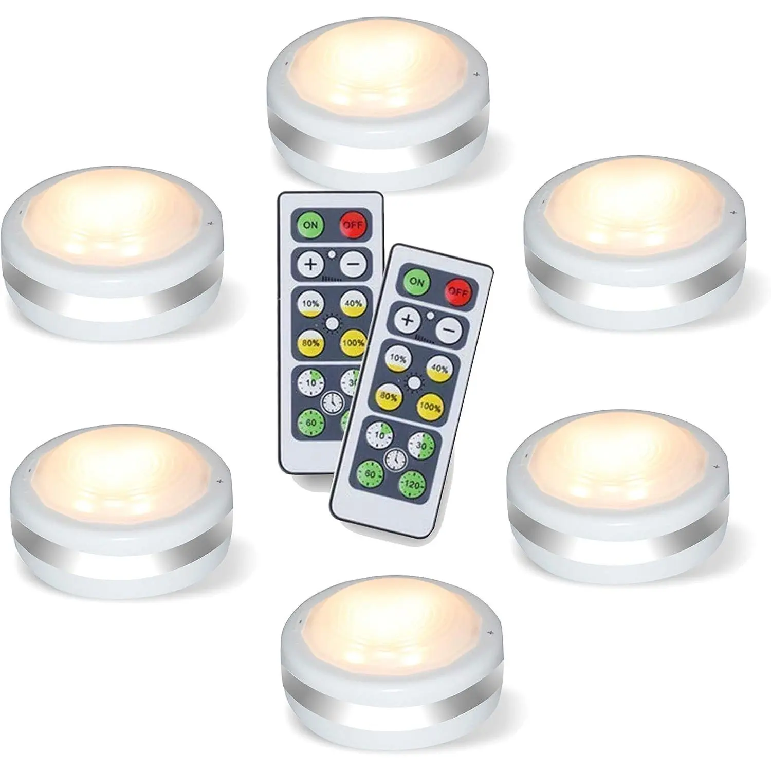 Starxing Puck Lights, Battery Operated Light with Remote Control, Led Under Cabinet Lighting Wireless, Dimmable Closet Lights(Natural White 6PK)
