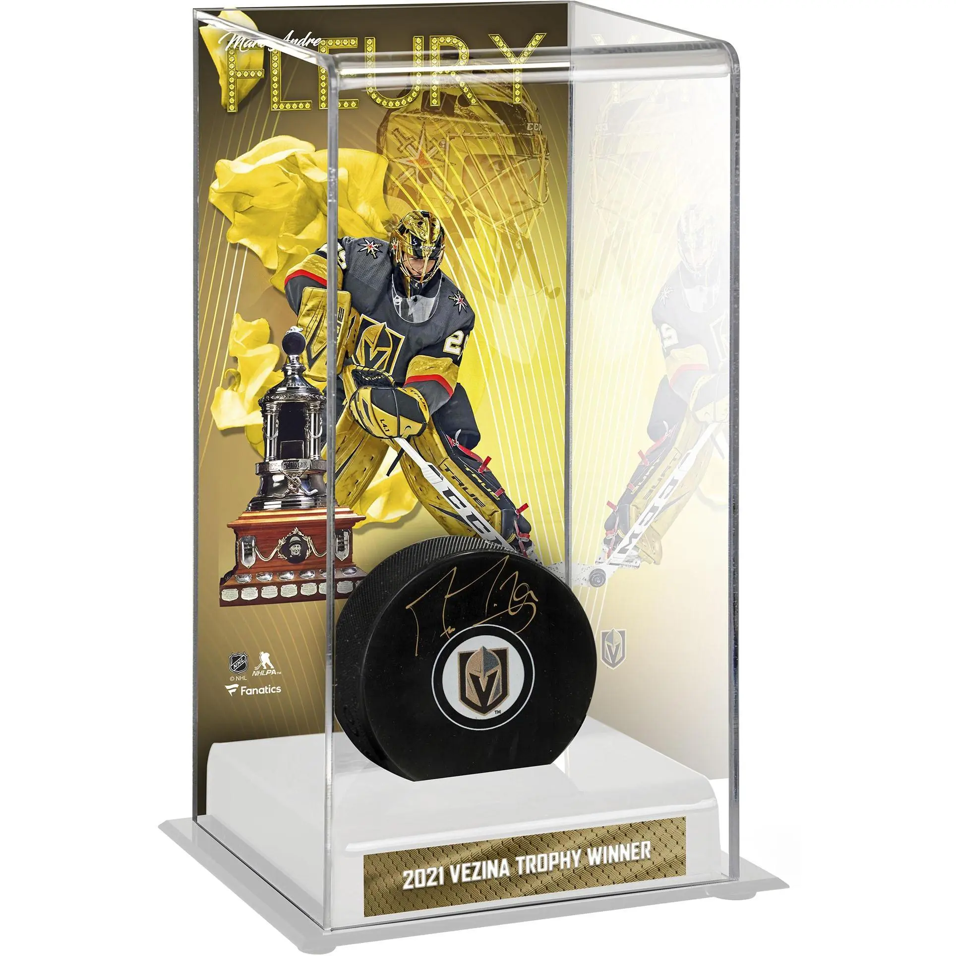 Marc-Andre Fleury Vegas Golden Knights 2021 Vezina Trophy Winner Deluxe Tall Hockey Display Case - Fanatics Authentic Certified