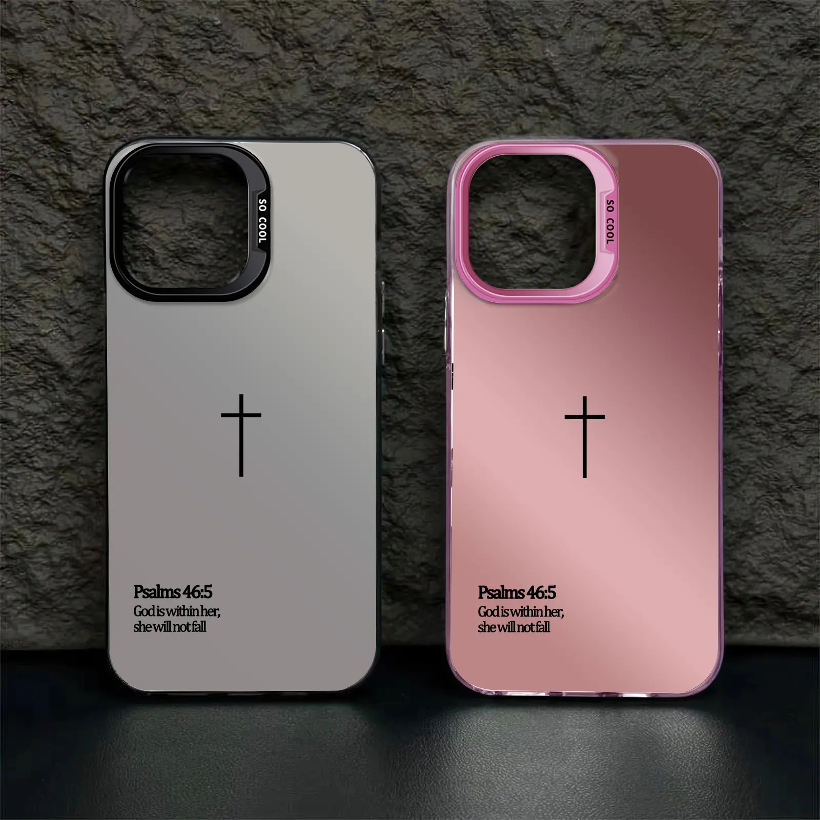 Religious Flexible TPU Protective Smartphone Case, Matte Bumper Casing with Minimalist Cross & Bible Verse Psalms 46:5, Aesthetic Lanyard Accessory for Multi-Model Various Phones (iPhone 17 Pro Max-11, XR, XS; Galaxy S25-S22) (NN43 Protector)