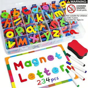 Magnetic Alphabet Set, Uppercase & Lowercase Foam Letters, Educational Toy, Preschool Alphabet Tool for Kids Learning Spelling, Includes Magnetic Board & Storage Box