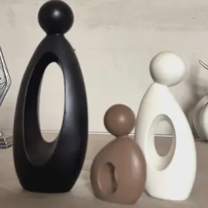 3-piece set of minimalist resin ornaments with simple shapes and soft colors, suitable for home decoration, desktop decoration, courtyard display, seasonal decorations, Modern Decorations, no power required, ideal for garden decor