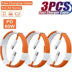 3-Pack 60w USB-C Fast Charging Cable, Compatible with Smartphone, iPhone 17/16/15 Pro/plus/max, Galaxy S24/s23/s22, iPad Pro/air, High-Speed Charge