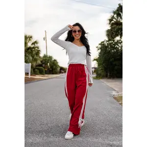 FINAL SALE - Tied to Perfection Red Side-Stripe Track Pants