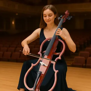 Electric Cello Size 4/4 with Case Bow Rosin Earphone Connecting Line Natural Wood Finish