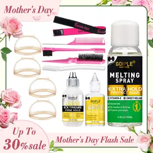 【Mother's Day】Lace Melting and Holding Spray for Wigs - Strong Adhesive for a Natural Finish, Includes Wig Glue, Wig Band, and HD Wig Cap Protect Skin Drying Time