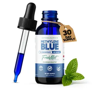 Optimal Human Ultra Methylene Blue Drops - 1% USP Grade High Purity Solution – Fresh Mint Flavored, 1.69 Fl Oz Dropper Bottle – Organic Methylene Blue - 30 Day Supply - No Fillers or Dyes or Additives Sleep Supplement Stress Calm Supplement