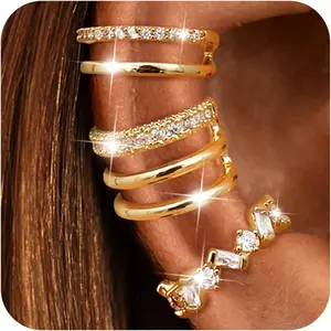 CASAIECA Ear Cuffs Non-Piercing Earrings for Women Cute Small Clip-On Cartilage Earring 14k Gold Plated Dainty Fake Piercings Earings