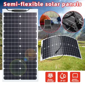 35W 18V Semi-Flexible Solar Panel, Monocrystalline Ultra-Thin Bendable Panel with MC4 Connector for Camper Off-Grid Power Supply