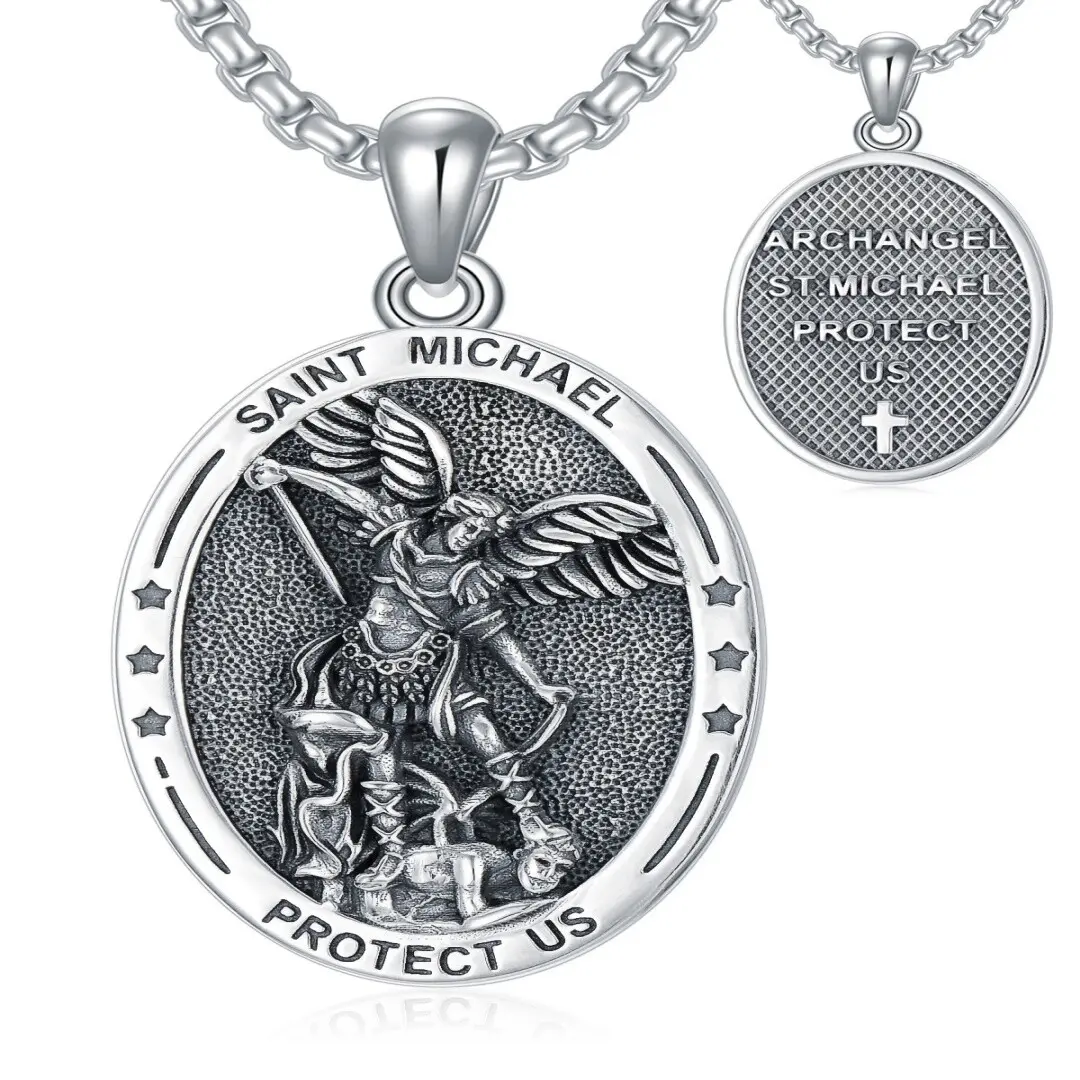 YFN Saint Michael Necklace 925 Sterling Silver Archangel St. Michael Amulet Pendant Gift Jewelry