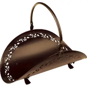 212 MAIN 21-in Dagan 63B Steel Carry Basket with Bronze Filigree - Home Organiser, Log Holder for Festive Decorations