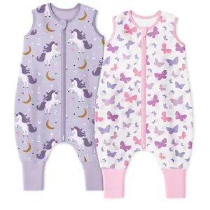 Yoofoss Toddler Sleep Sack With Feet 12-24 Months 100% Organic Cotton Baby Sleep Sack with Legs Toddler Wearable Blanket with 2-Way Zipper