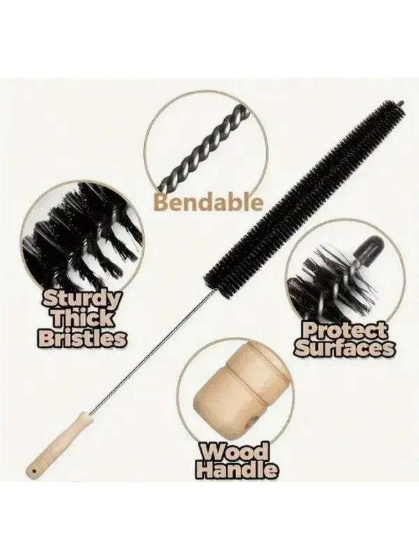 Washer & Dryer Vent Cleaning Tool, Long Flexible Rod & Spiral Bristles for Dust Removal, Blockage Prevention, Ideal for Washing Machine Maintenance