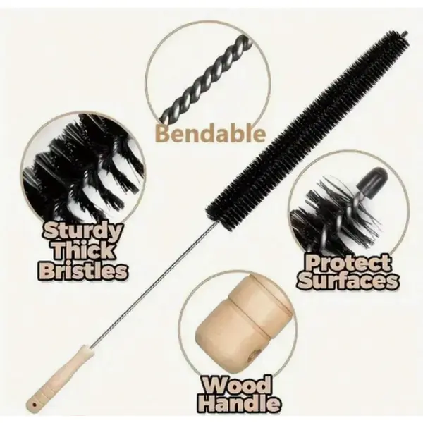 Washer & Dryer Vent Cleaner Brush, Household Cleaning Tool with Long Flexible Rod & Spiral Bristles for Washing Machine Dust Removal & Blockage Prevention