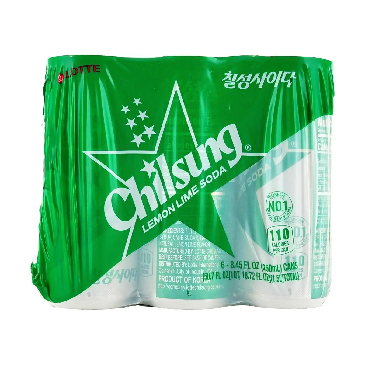 LOTTE Chilsung Cider Lemon Lime Soda - 250ml Cans (6 Pack) - Refreshing Korean Sparkling Drink LOTTE Chilsung Cider Lemon Lime Soda - 250ml Cans (6 Pack) - Refreshing Korean Sparkling Drink
