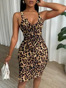 Women's Printed Bodycon Dress, Sleeveless Slim Fit Long Dress, Elegant Party Dress, Casual Summer, Perfect for Parties & Daily Wear