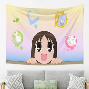 Azumanga Daioh style tapestry, stylish and light wall decoration, peach skin velvet tapestry, multi-functional bedroom and living room wall art, soft and skin-friendly, suitable for music festivals and birthday parties.