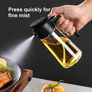 16oz Olive Oil Sprayer for Cooking, 2 in 1 Olive Oil Dispenser Bottle for Air Fryer, Salad and BBQ, and Kitchen Gadgets