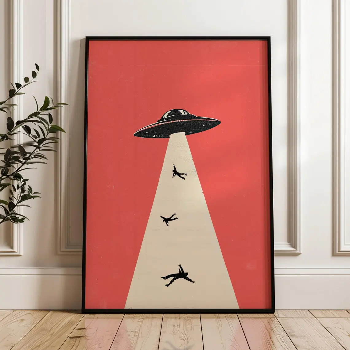 Alien Abduction Poster, UFO Poster, Retro Futurism, Whimsical Artful Poster, Spaceship Poster, Ufo Print, Y2k Poster Décor