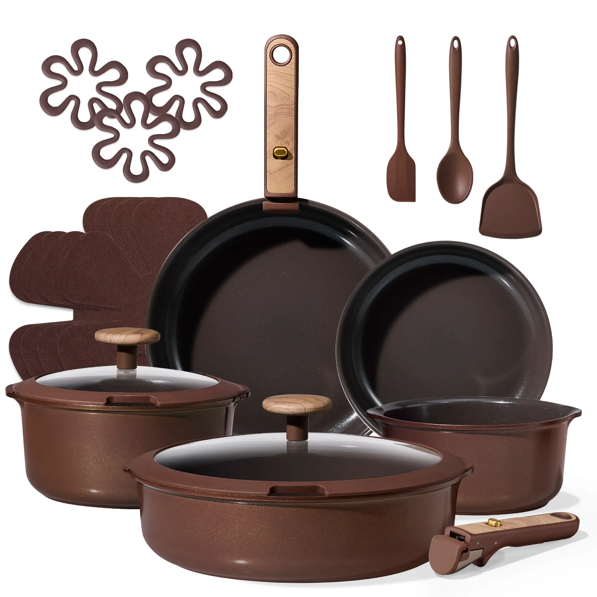 [Official] CAROTE 19Pcs Ceramic Cookware Set Nonstick with Detachable Handle, Dishwasher Safe, Easy Pouring Spout, Nonstick Pots And Pans Set
