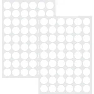 2 Sheets 108 Pcs Screw Hole Cover Stickers, 21 mm/0.8 Inch Self-Adhesive White Screw Covers Caps Wood Stickers for Furniture Cabinets Tables (White)