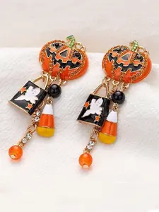 1pair Fashion Funny Halloween Pumpkin Pendant Earrings, Cute Party Jewelry, Holiday Gift Accessories