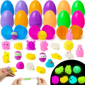 18Pcs 3.15in Glow in the Dark Mochi Squishy Toys Prefilled Easter Eggs for Easter Egg Hunt