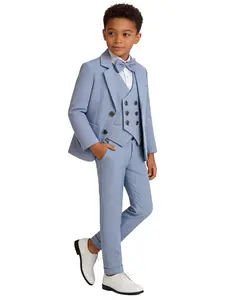 【Bebekids】Boys' 4-piece suit set (jacket + vest + pants + bow tie) | Slim-fitting, essential for weddings, graduation ceremonies, and musical instrument performances (shirt not included) -23710