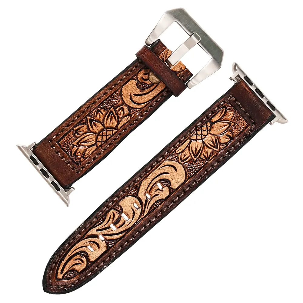 American Darling Beautifully Hand Tooled Genuine Leather I watch Strap Men and Women Unisex