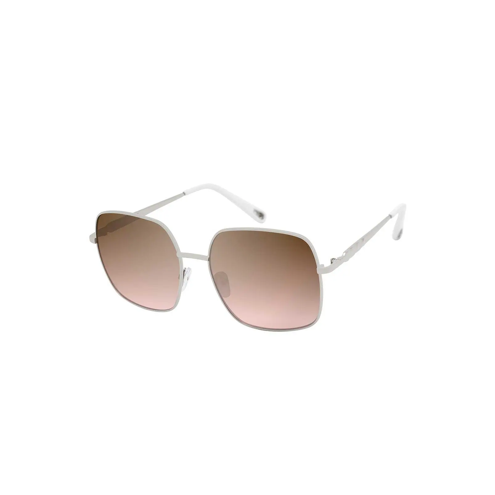 Glam Metal Square Sunglasses in Silver & White