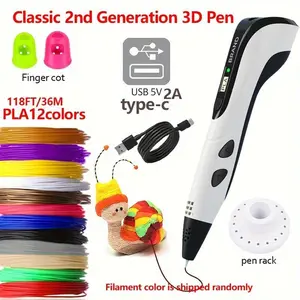 3D Printing Pen Set,   8-piece set  Includes 3D printing pen, Type-C charging cable, charging head, base, picture album and 36 meters of PLA consumable material. Creative DIY children's gift, New Year gift, birthday gift, DIY gift  Children's Toy